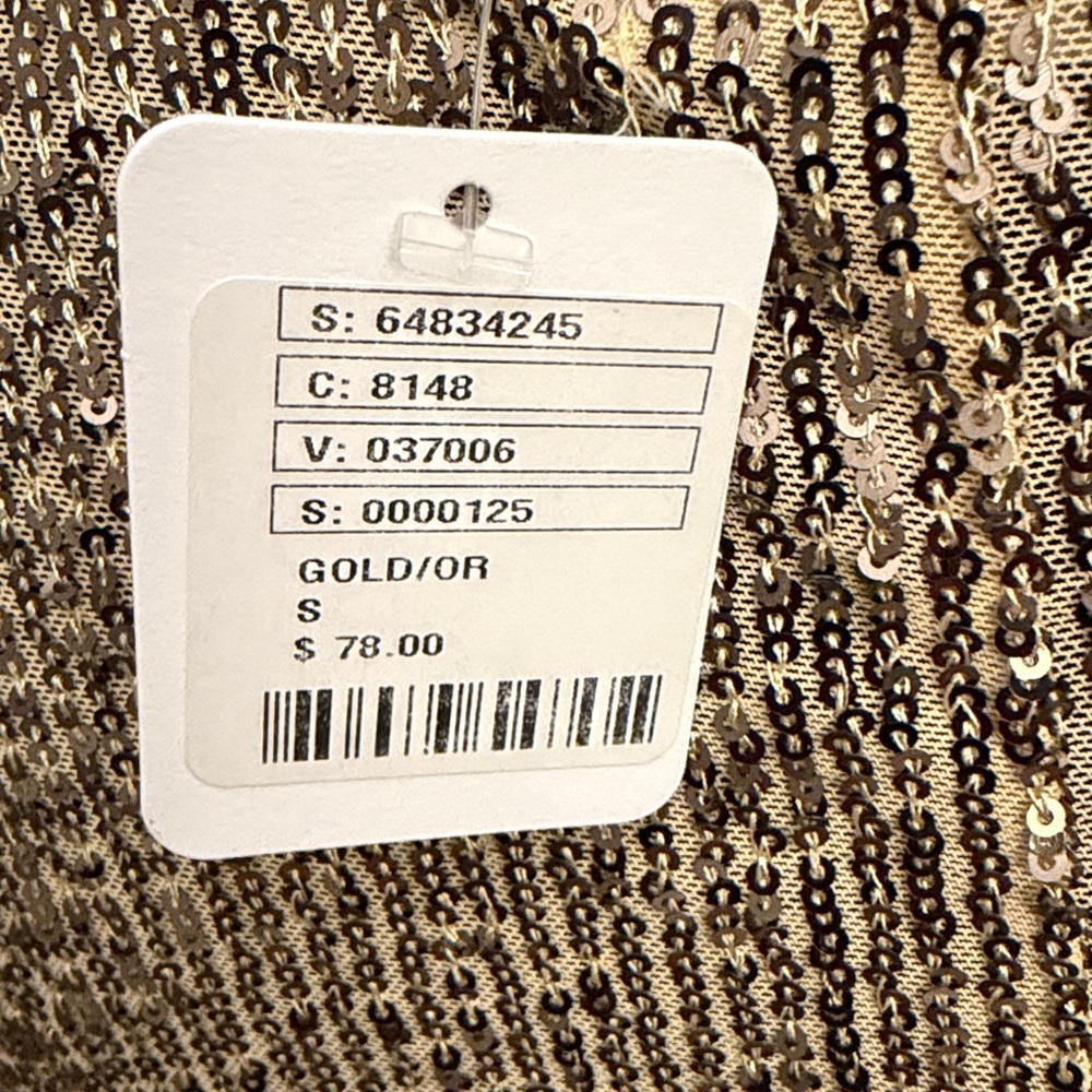 Free People Gold Sequin Long Sleeve Top Size S NWT - Picture 3 of 8